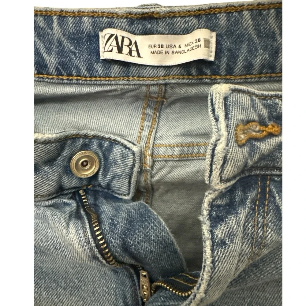 ZARA Womens Distressed Skinny Slim Jeans Size‎ 6 Denim Pants Blue